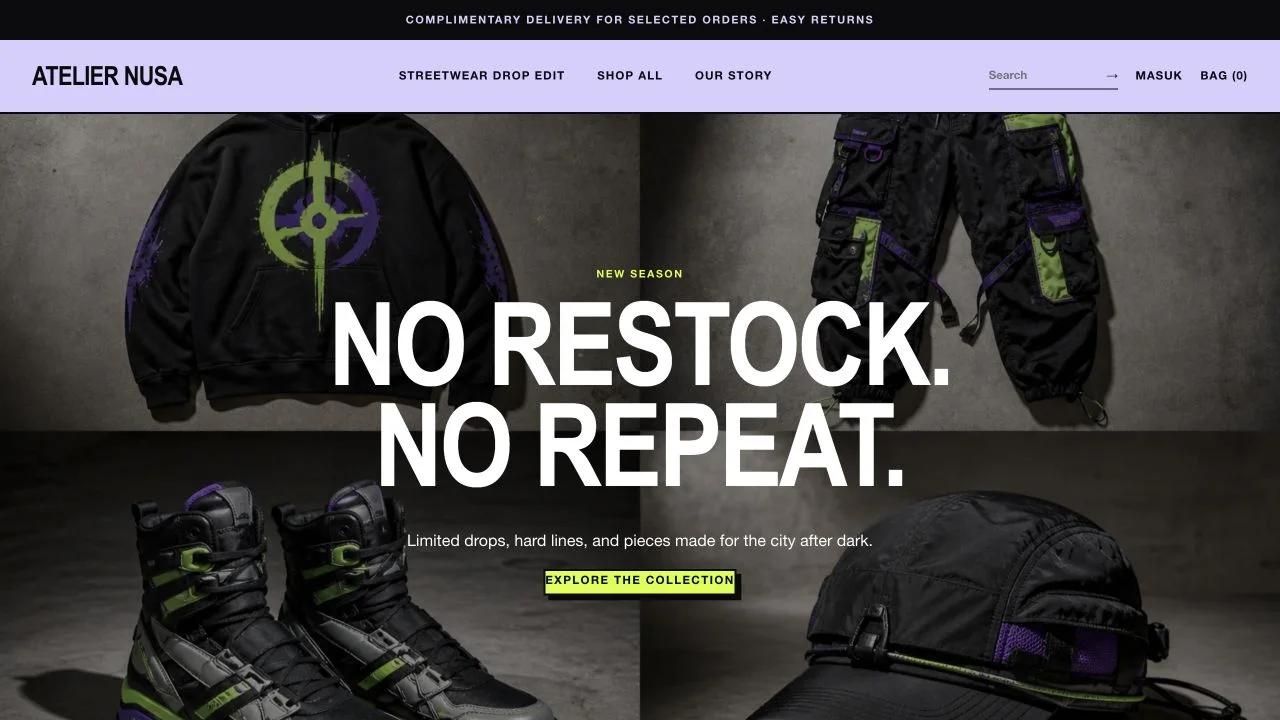 Tema storefront Streetwear Drop — Lomerce